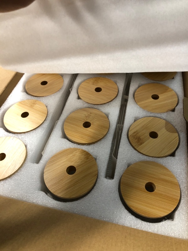 Photo 1 of [ 12pcs Set ] Glass Cups with Bamboo Lids and Glass Straw - Beer Shaped Drinking Glasses, 16 oz Iced Coffee Glasses, Cute Tumbler Cup for Smoothie, Boba Tea, Whiskey, Water - 4 Cleaning Brushes