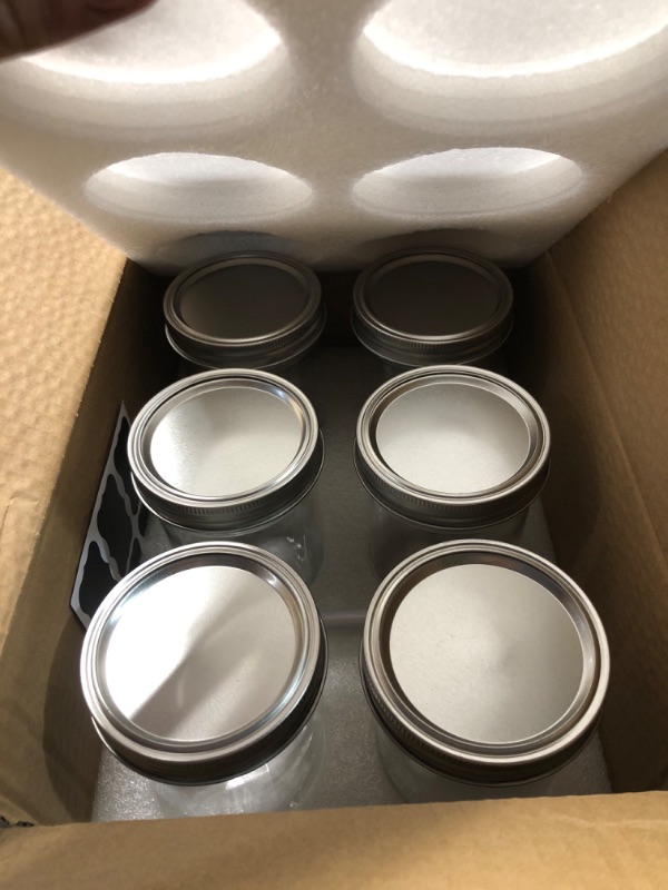 Photo 1 of [ 6 Pack] 16 oz. Wide-Mouth Glass Mason Jars with Metal Airtight Lids and Bands for 1 Pint Canning, Preserving, & Meal Prep