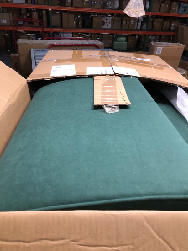 Photo 1 of (MISSING A FOOT) Shintenchi Small Modern Loveseat Couch Sofa, Mid Century Fabric Upholstered 2-Seat Sofa Couch Love Seats Furniture for Small Space,Living Room,Studio,Apartment with 2 Pillows,Green