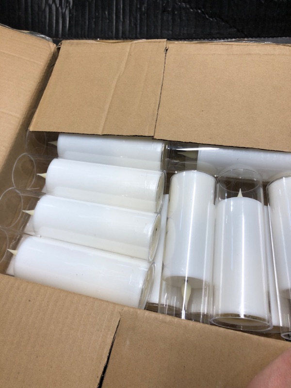 Photo 1 of (partial set) (untested) Aamdkcyu 24-Pack Premium Flameless LED Candles - Elegant White & Clear Acrylic Pillar Design with Realistic Flickering Flame, Remote Control & Timer for Weddings, Christmas, Halloween & Home Decor