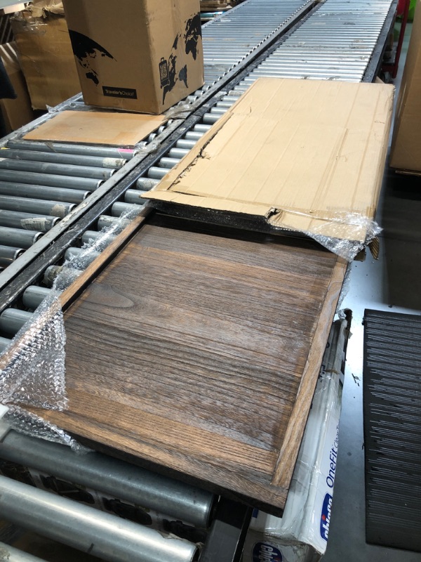 Photo 1 of (used item)(minor damage) MAGIGO 30 x 15 Inches Large Rectangle Black Walnut Wood Ottoman Tray, Serve Tea, Coffee Classic Wooden Decorative Walnut Serving Tray