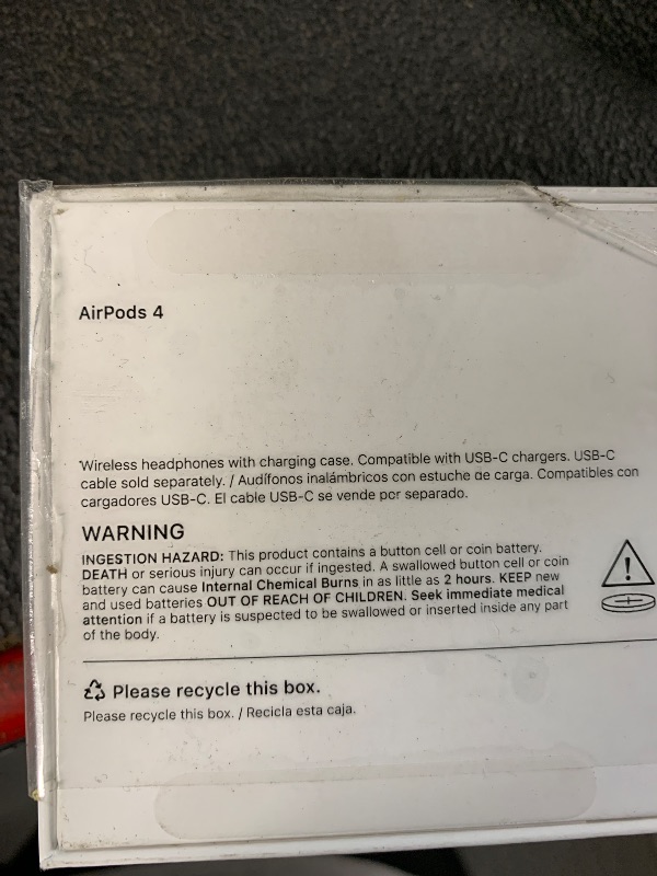 Photo 1 of ***(MAJOR DAMAGE/ SEE NOTES)***Apple AirPods 4 Wireless Earbuds, Bluetooth Headphones, Personalized Spatial Audio, Sweat and Water Resistant, USB-C Charging Case, H2 Chip, Up to 30 Hours of Battery Life, Effortless Setup for iPhone