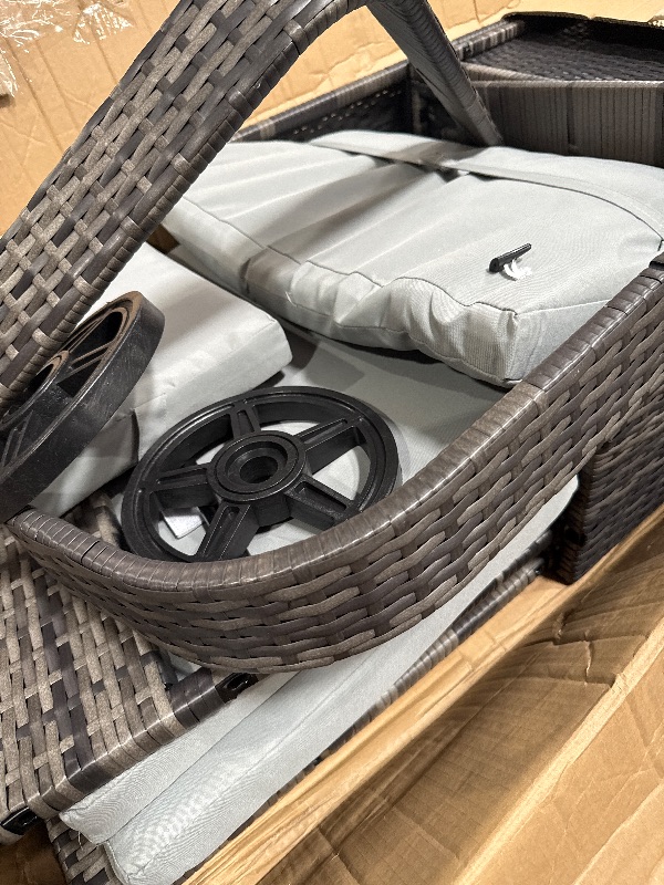 Photo 1 of ***(STOCK PHOTO FOR REFERENCE ONLY/ ONLY 1 CHAIR)***LEVELEVE Balcony Conversation Set, PE Wicker Rattan Outdoor Lounge Chairs with Soft Cushions WICKER BROWN 1 CHAIR