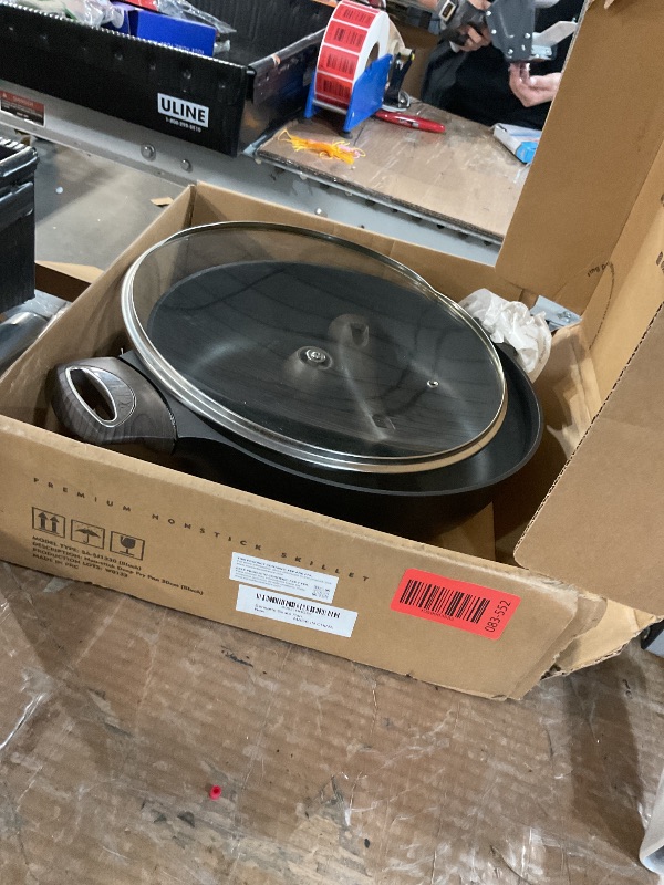Photo 1 of (handle is disconnected) SENSARTE Nonstick Frying Pan Skillet with Lid, 12 Inch Large Deep Frying Pan, 5 Qt Non Stick Saute Pan with Cover, Induction Pan