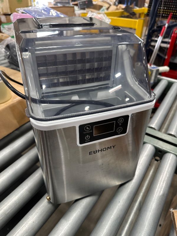 Photo 1 of ***For parts only non working, SEE NOTES *** EUHOMY Ice Cube Maker Machine Countertop, 2 Ways to Add Water, 45Lbs/Day 24 Pcs Ready in 13 Mins, Self-Cleaning Portable Compact, with Ice Scoop & Basket, Perfect for Home/Kitchen/Office/Bar