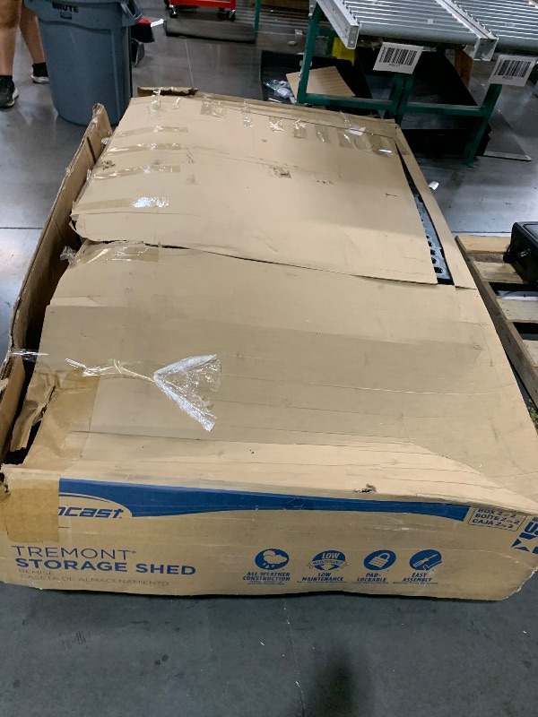 Photo 1 of ***TRUCK/TRAILER PICKUP ONLY***Suncast 8’x10’ Tremont Resin Shed, Vanilla & Slate – Backyard Storage Unit with Skylights, Corner Shelves, Reinforced Floor & Double Doors – Store Lawn Mower, Garden Equipment & Outdoor Tools