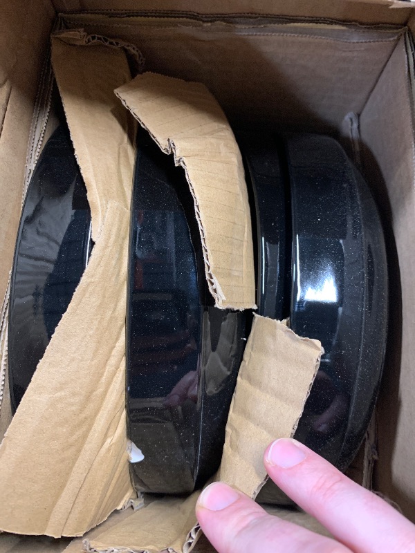Photo 1 of (1 CHIPPED) KooK Pasta Bowl, Bowl Plate, Low Bowl, Plate Bowls, Ceramic Large Shallow Bowls, Microwave and Dishwasher Safe, Great for Soups and Salads, Glossy Porcelain, 47 oz, Set of 4, Black