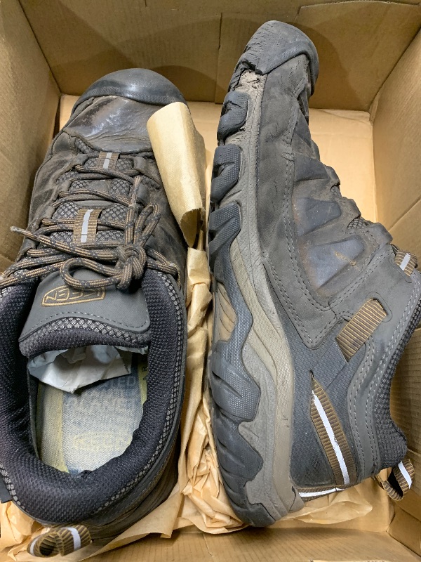 Photo 1 of (used) KEEN Men's Targhee 3 Low Height Waterproof Hiking Shoes, Black Olive/Golden Brown, 12