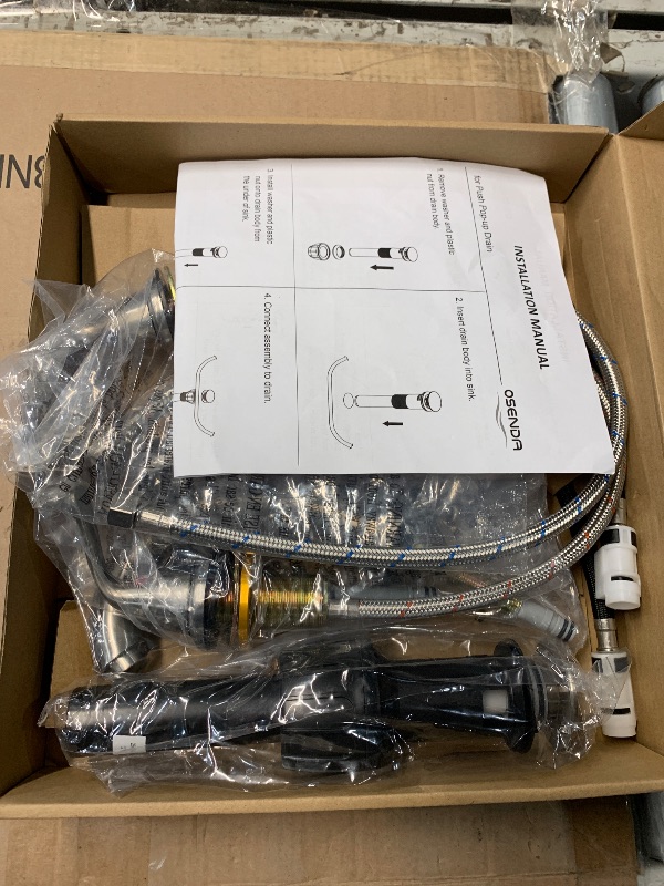 Photo 1 of (PARTIA SET) Widespread Bathroom Faucets 3 Hole, Brushed Nickel for Sink 8 Inch RV Vanity Faucets for 6-12 Inch with Pop-up Drain Supply Line Made of Heavy-Duty Thickened Zinc and Metal (Brushed Nickel)