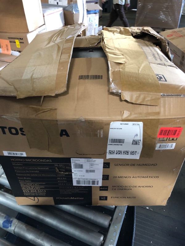 Photo 1 of (UNTESTED) Toshiba ML-EM62P(SS) Large Countertop Microwave with Smart Sensor, 6 Menus, Auto Defrost, ECO Mode, Mute Option & 16.5" Position Memory Turntable, 2.2 Cu Ft, 1200W, Stainless Steel