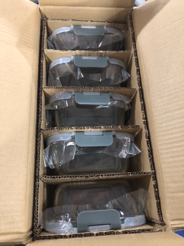 Photo 1 of [5-Pack,36 Oz]Glass Meal Prep Containers 2 Compartments Portion Control with Upgraded Snap Locking Lids Glass Food Storage Containers, Microwave, Oven, Freezer and Dishwasher (4.5 Cups)