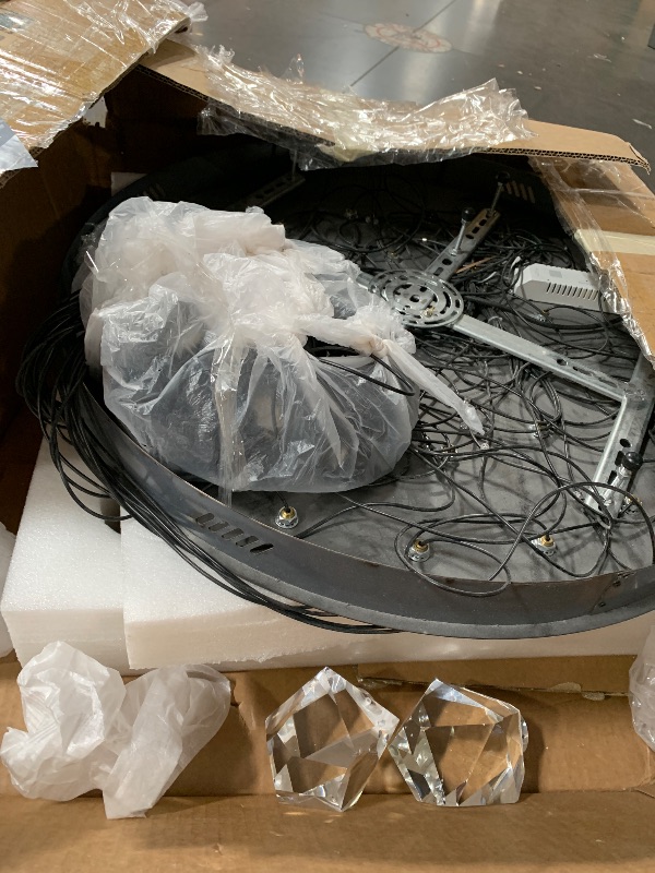 Photo 1 of ***MISSING PARTS*** IDEQUY Large Crystal Drop Chandeliers for High Ceiling 135 inches Long Spiral Staircase Chandeliers High Foyer Ceiling Light LED Dimmable 26 Light Black