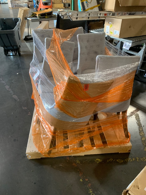 Photo 1 of ***CHAIRS ONLY*** ***TRUCK/TRAILER PICKUP ONLY*** 6 Tufted Parsons Dinner Chairs for Dining Room, Kitchen, Living Room, Brown+Light Grey