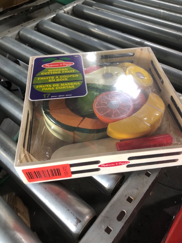 Photo 1 of ***FACTORY SEALED***Melissa & Doug Cutting Fruit Set (18pcs): Wooden Play Food Set & 1 Scratch Art Mini-Pad Bundle (40211)