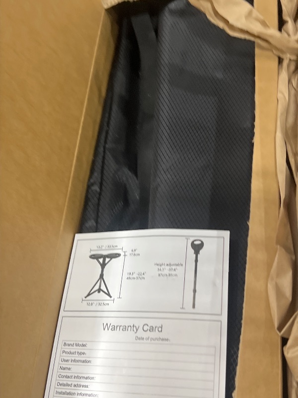 Photo 1 of **FOR PARTS ONLY/MAJOR DAMAGE** ALEVMOOM Upgraded Walking Cane with Seat, Capacity 550lbs Foldable Cane Chair for Adults, Portable Seats for Seniors, Easy Carry Stick for Hiking Traveling Camping (Black)