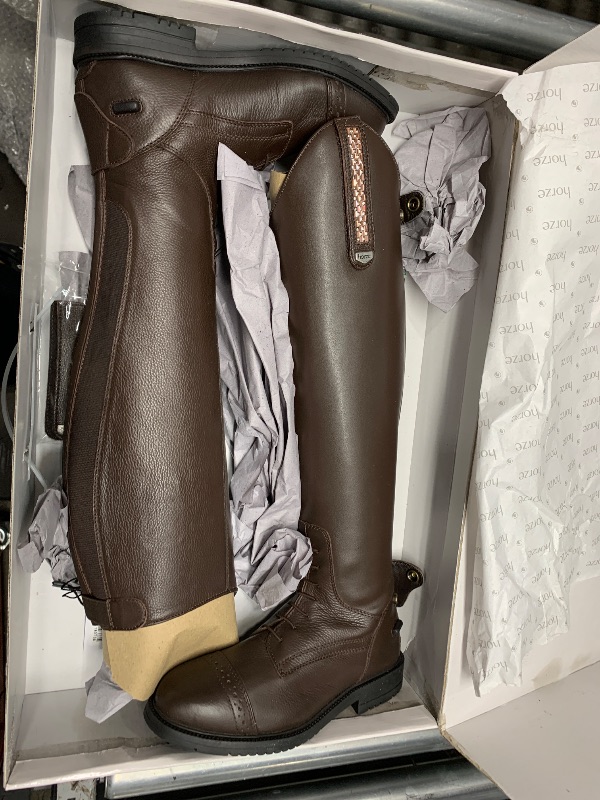 Photo 1 of (6.5R) (USED/FAIR) HORZE Verona Womens Tall Field Boots - Dark Brown - 6.5R