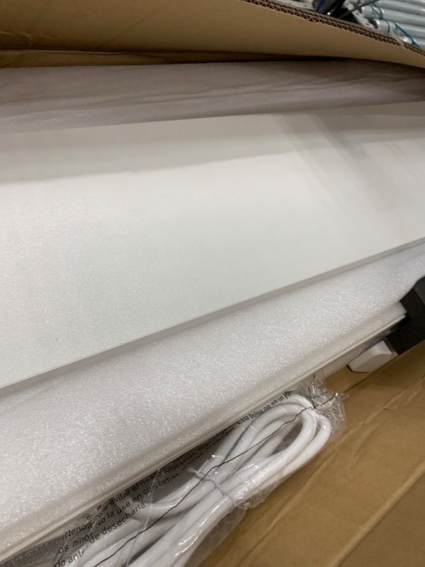 Photo 1 of (sold for parts) Electric Height Adjustable Standing Desk with Power Outlet and LED Light Strip, Sit to Stand, Ergonomic 48x24 Rising Desk with Memory Presets, Home Office Workstation, Computer Gaming Table, White