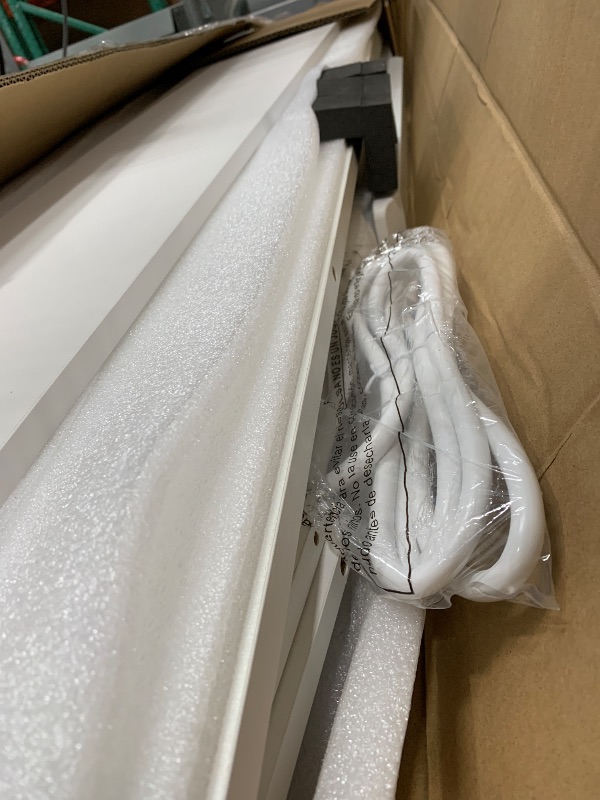 Photo 1 of (sold for parts) Electric Height Adjustable Standing Desk with Power Outlet and LED Light Strip, Sit to Stand, Ergonomic 48x24 Rising Desk with Memory Presets, Home Office Workstation, Computer Gaming Table, White