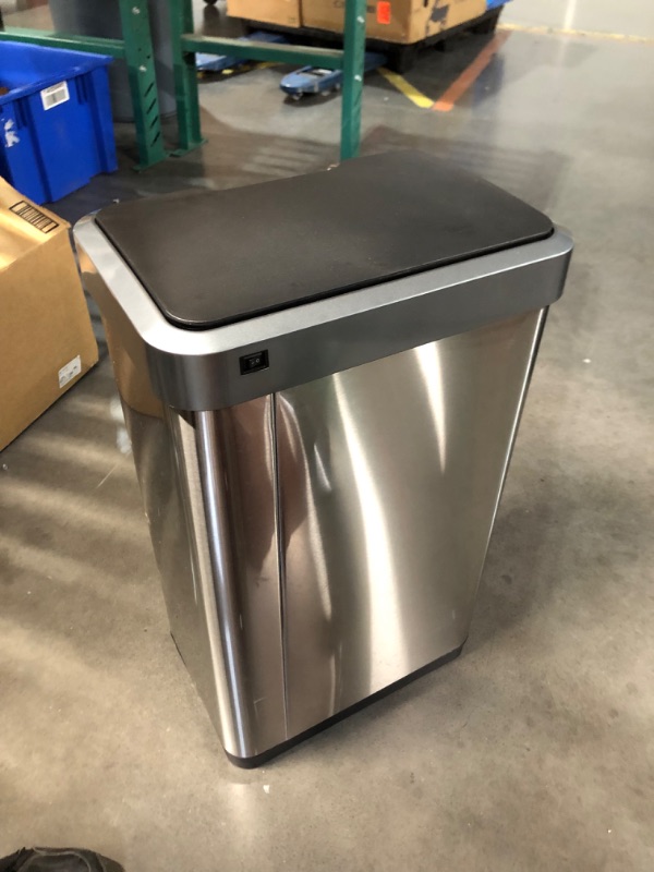 Photo 1 of ***Motion sensing opener not working************
EKO Mirage-T 50 Liter / 13.2 Gallon Touchless Rectangular Motion Sensor Trash Can, Brushed Stainless Steel Finish