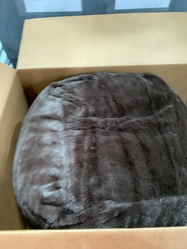 Photo 1 of Furhaven Soft & Cozy Dog Bed for Small Dogs, Refillable w/ Removable Washable Cover & Liner, For Dogs Up to 20 lbs - Plush Faux Fur Bean Bag Style Ball Bed - Espresso, Small