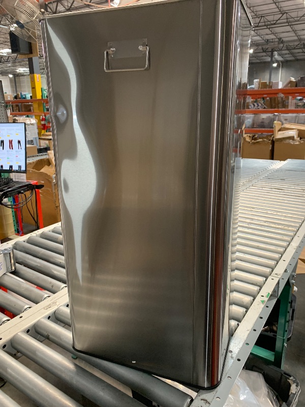 Photo 1 of ***(MINOR DENTS AND MISSING LID)***iTouchless 21 Gallon Open Top Recycling Bin and Kitchen Trash Can, Rectangular Commercial Grade Stainless Steel, 80 Liter Trashcan for Home Office Work Bedroom Living Room Garage Extra-Large Capacity