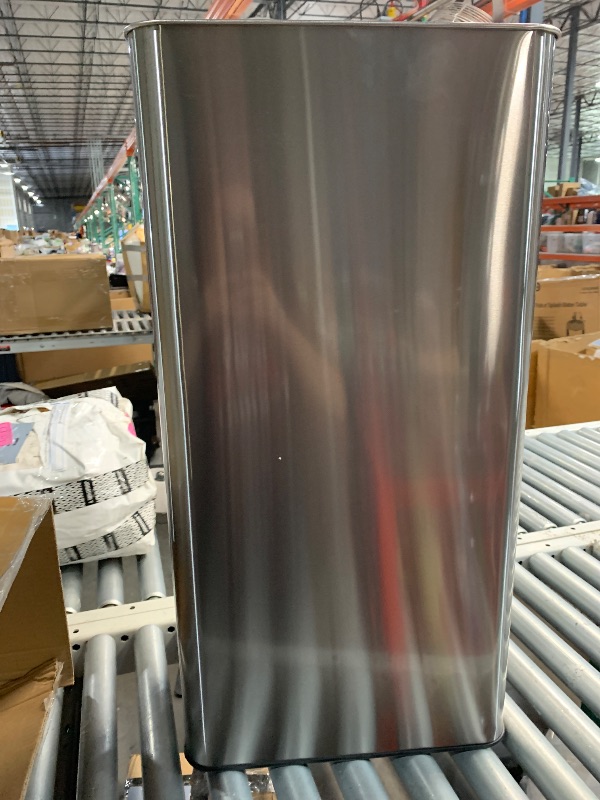 Photo 1 of ***(MINOR DENTS AND MISSING LID)***iTouchless 21 Gallon Open Top Recycling Bin and Kitchen Trash Can, Rectangular Commercial Grade Stainless Steel, 80 Liter Trashcan for Home Office Work Bedroom Living Room Garage Extra-Large Capacity