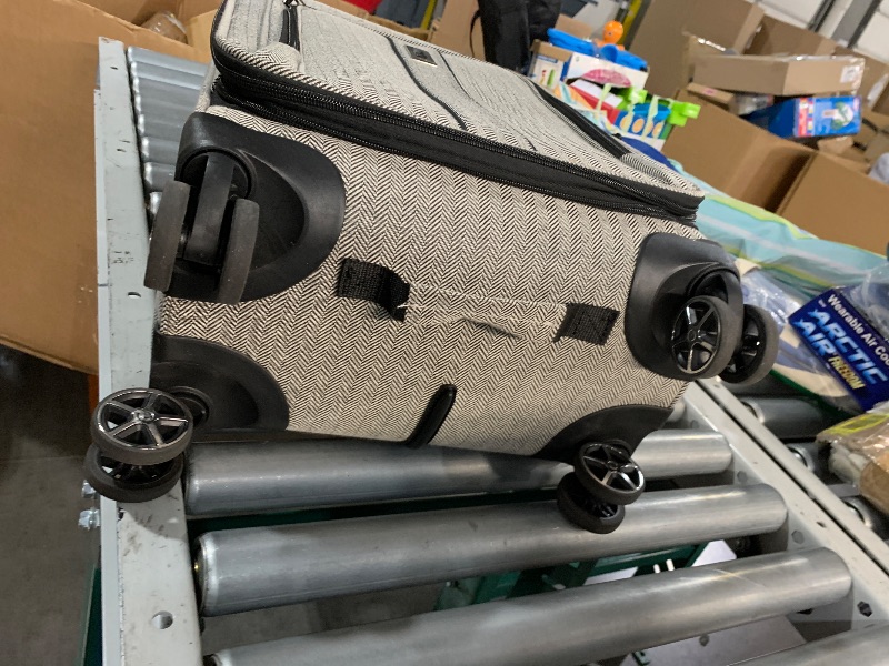 Photo 1 of ***(MAJOR DAMAGE/ SEE NOTES)***LONDON FOG Newcastle Softside Expandable Spinner Luggage, Black White Herringbone, Carry-On 20-Inch