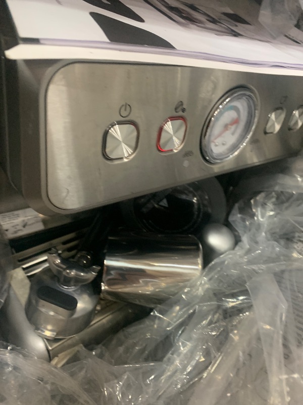 Photo 1 of ***(MAJOR DAMAGE/ SEE NOTES)***Espresso Machine with Built-in Grinder,Professional 15 Bar Espresso Maker with Milk Frother Steam Wand,Stainless Steel Espresso Coffee Machine with Removable Water Tank for Cappuccino, Latte