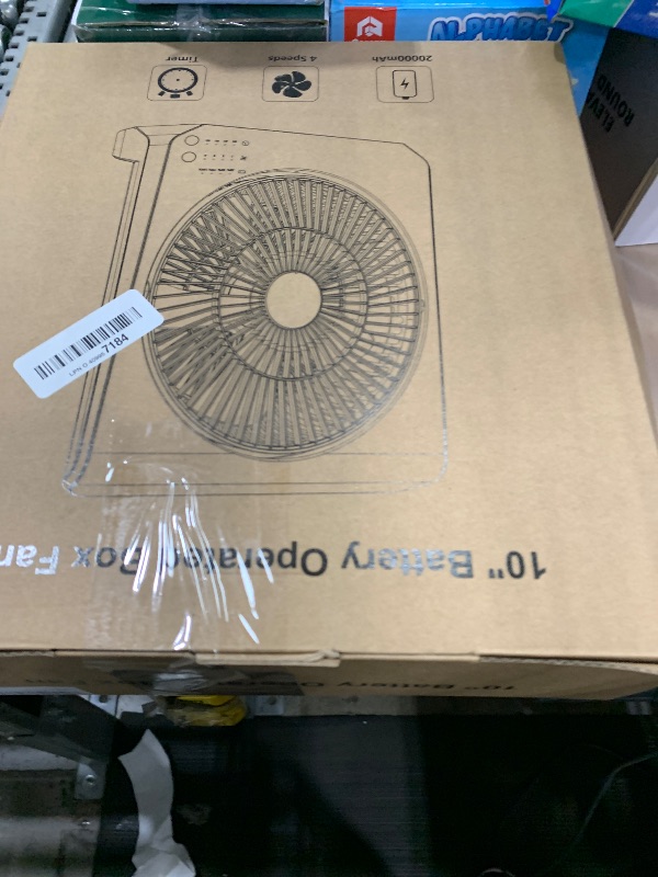 Photo 1 of 20000mAh Rechargeable Fan for Camping - 55h Super Long Last Battery Operated Fan, 10" Square Table Fan with Timer, 210° Pivot 4 Powerful Speed for Travel Outdoor Emergency Hurricane Power Outage