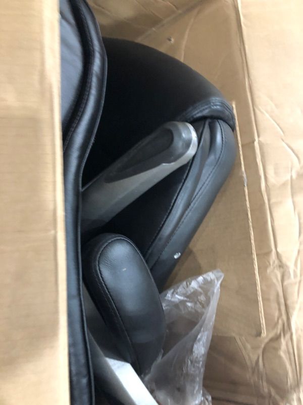 Photo 1 of *****************MISSING MOST WHEELS****************
COLAMY Leather Executive Office Chair - High Back Home Computer Desk Chair with Padded Flip-up Arms, Adjustable Tilt Lock, Swivel Rolling Ergonomic Chair for Adult Working Study, Black