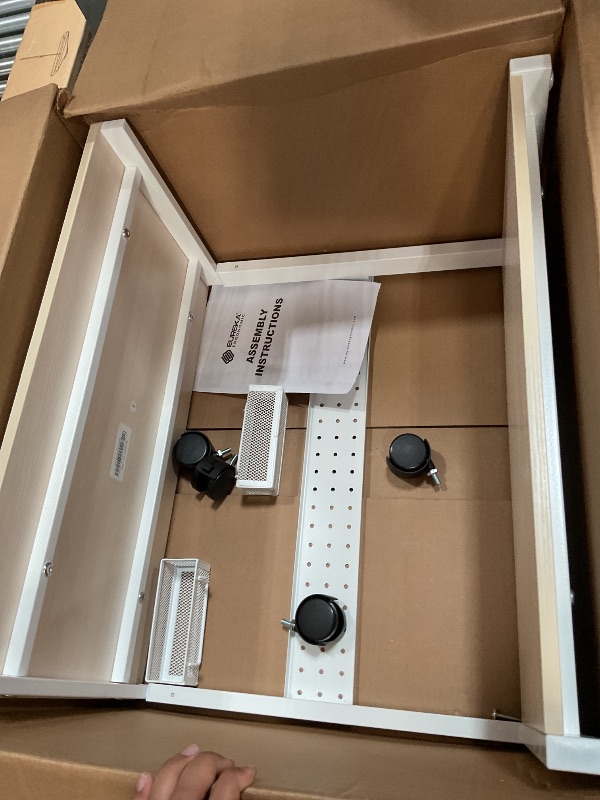 Photo 1 of EUREKA ERGONOMIC PC Stand Computer Cart, Height Adjustable Tower Stand 2-Tier Suit for ATX Case Printer, Metal Rolling Cart on Wheels for Gaming Home Office, Maple