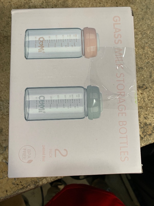 Photo 1 of ******************MISSING 1**************
COMI Wide Neck Glass Breastmilk Collection n Storage Bottle, 8oz with Screw Ring Sealing Disk; Re-markable Sealing Disc. BPA Free, Fits Breast Pumps & Nipples (2 Pink Lids)