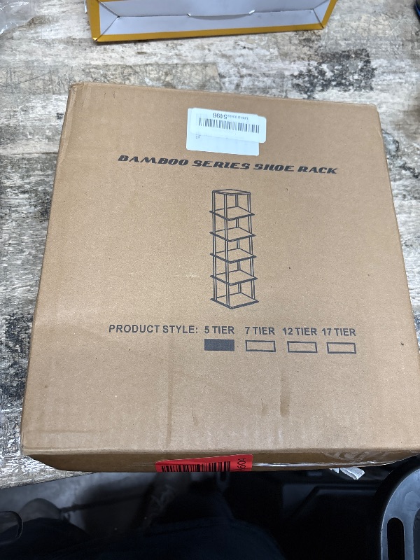 Photo 1 of Vertical Shoe Rack - Tall Narrow Shoe Rack Organizer for Small Spaces,5 Tier Bamboo Shoen Shelf for Entryway,Closet,Corner,Doorway,Skinny Shoe Shelf Space Saving Shoe Storage,Free Stackable DIY