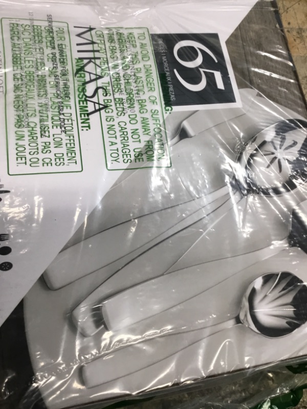 Photo 1 of ***(MISSING PARTS/ NOT A COMPLETE SET)***Mikasa Satin Loft 65-Piece Flatware Set for 12, 18/10 Stainless Steel Silverware with Forks, Knives, Spoons, and Serving Utensils, Durable and Elegant Design