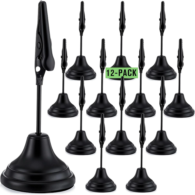 Photo 1 of 12pcs Table Number Holders 12 Inch Place Card Holder With Alligator Clip Metal (black)