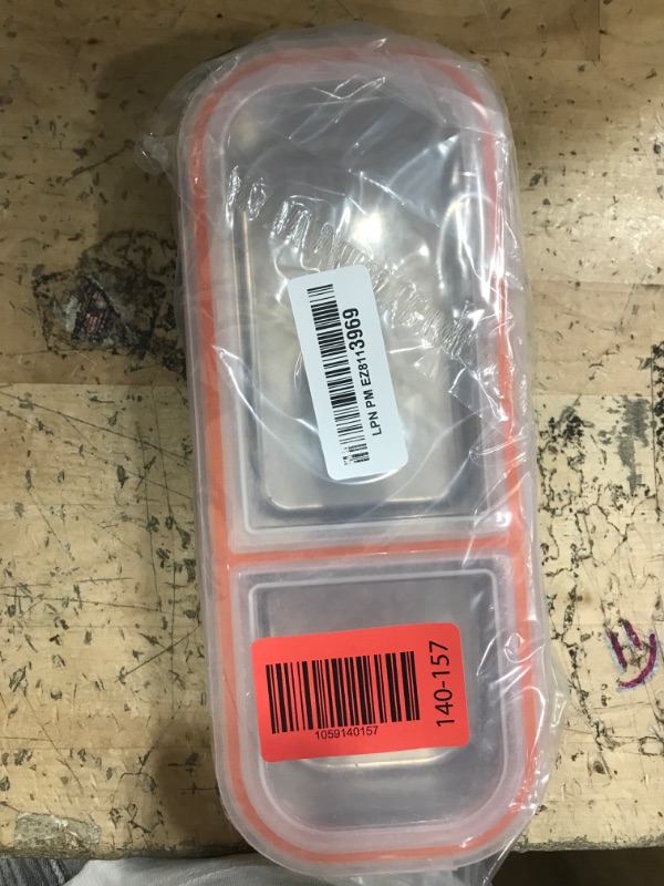 Photo 1 of ***(HEAVILY USED/ MINOR DAMAGE)***AIERSA Stainless Steel 2 Compartment Snack Box Container, Size 10.3 in X 4 in Reusable Snack Containers with Lids,Divided Grab and Go Snack Container for Take-out Condiments, Leakproof