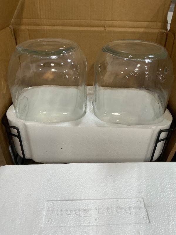 Photo 1 of 1 Gallon Glass Drink Dispensers For Parties 2PACK.Beverage Dispenser,Glass Drink Dispenser With Stand And Stainless Steel Spigot 100% Leakproof.Lemonade Dispenser With Ice Cylinder.Laundry Detergent