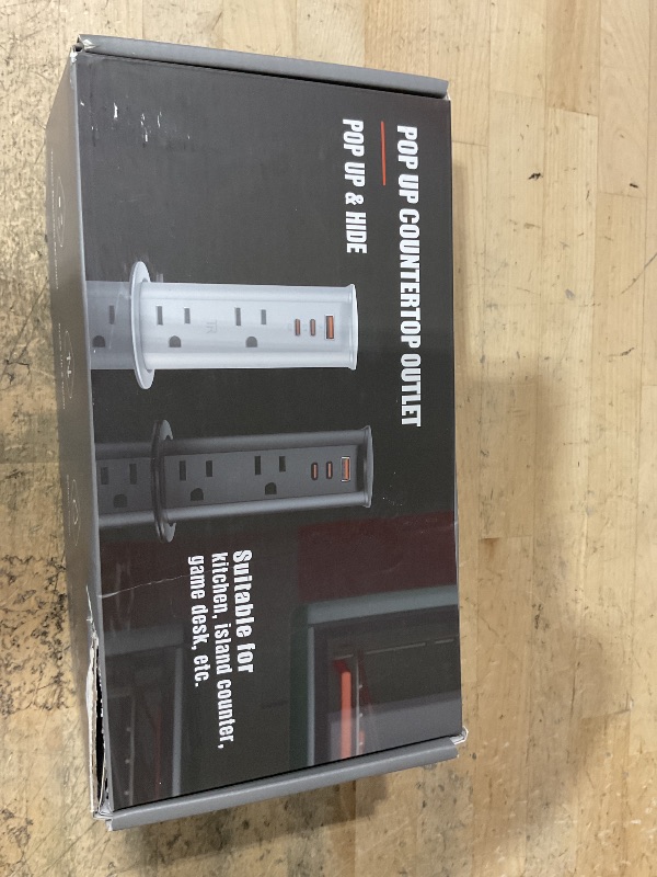 Photo 1 of **MISSING BLACK OUTLET PLUGIN** ANNQUAN 2 inch Space Saver Pop Up Outlet for Countertop with PD20W USB Ports,2 Outlets Tamper Resistant,Splashproof Pop Up Socket,Desk Power Grommet for Home Office Kitchen White (ETL Listed)