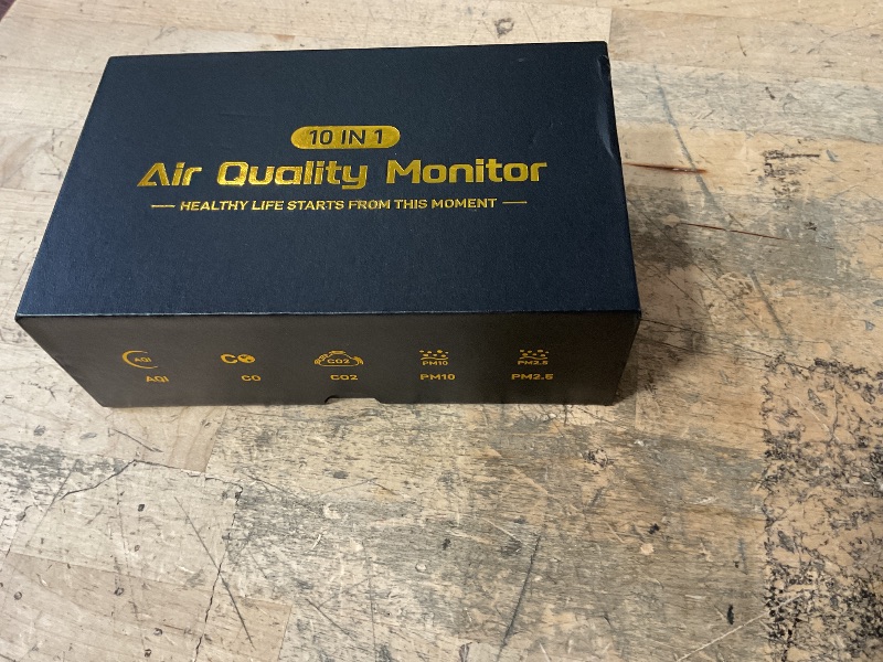 Photo 1 of 10 in 1 Indoor Air Quality Monitor with Portable Sensors for CO2, PM2.5, Temperature & Humidity,VOC Sensor and AQI,Accurate Formaldehyde,CO2 Detector Monocular,Suitable for Home,Black E1