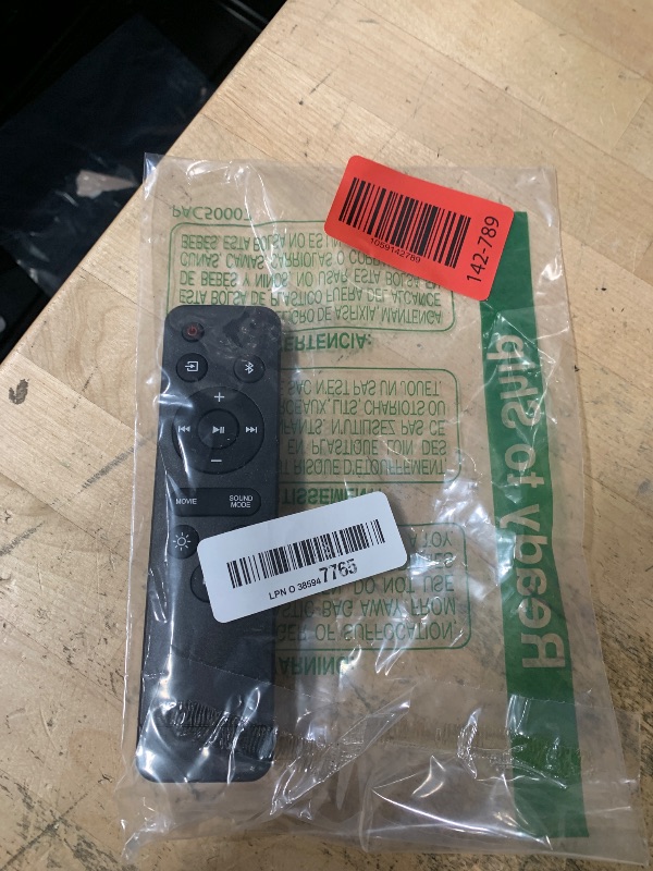 Photo 1 of 100075108 Replacement Remote Control Commander Compatible with ONN Soundbar 100075108
