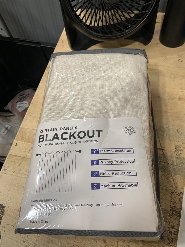 Photo 1 of 100% Blackout Shield Linen Blackout Curtains for Bedroom 108 Inches Long, Back Tab/Rod Pocket Living Room Drapes, Thermal Insulated Blackout Curtains 2 Panels Set, 50" W x 108" L,Cream