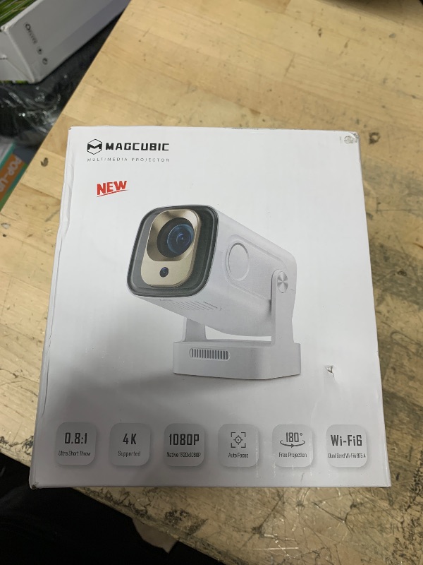 Photo 1 of ?Auto Focus&1080P?Magcubic Mini Smart Projector with 4K Support, Portable Projector with Wifi and Bluetooth, 5W Speaker, Built in Apps, Voice Control, Outdoor Movie Projector