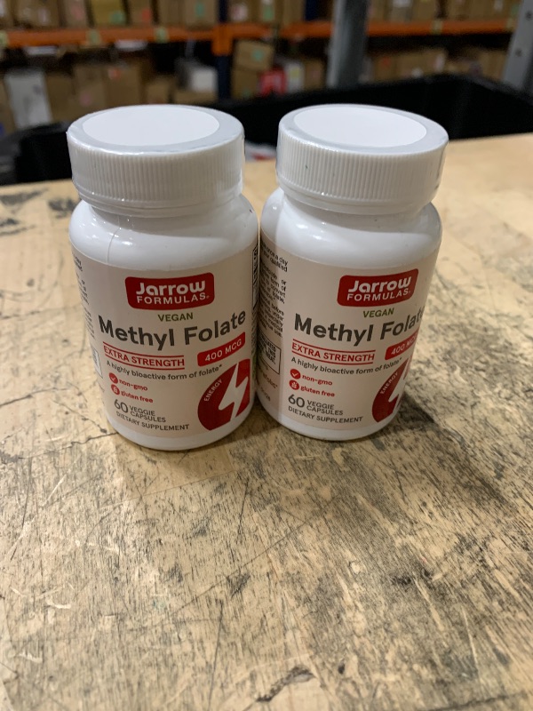Photo 1 of 2Bottles of Jarrow Formulas Extra Strength Methyl Folate 400 mcg, Dietary Supplement for Cardiovascular and Neurologic Health Support, 60 Veggie Capsules, 60 Day Supply