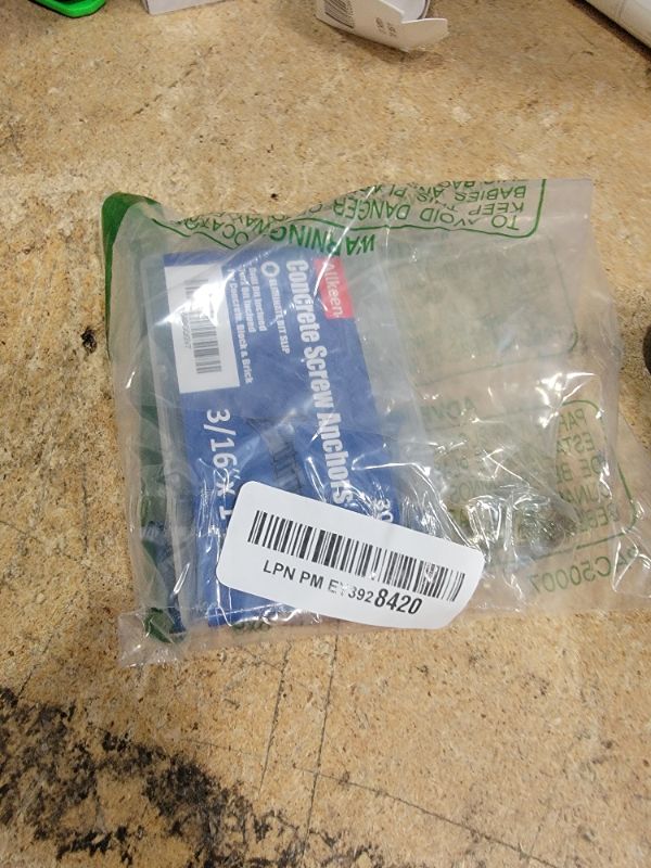 Photo 1 of Allkeen 3/16" x 1-1/4" Concrete Screws, Anchoring to Masonry, Brick, Block, Cement or Stucco, 30PCS