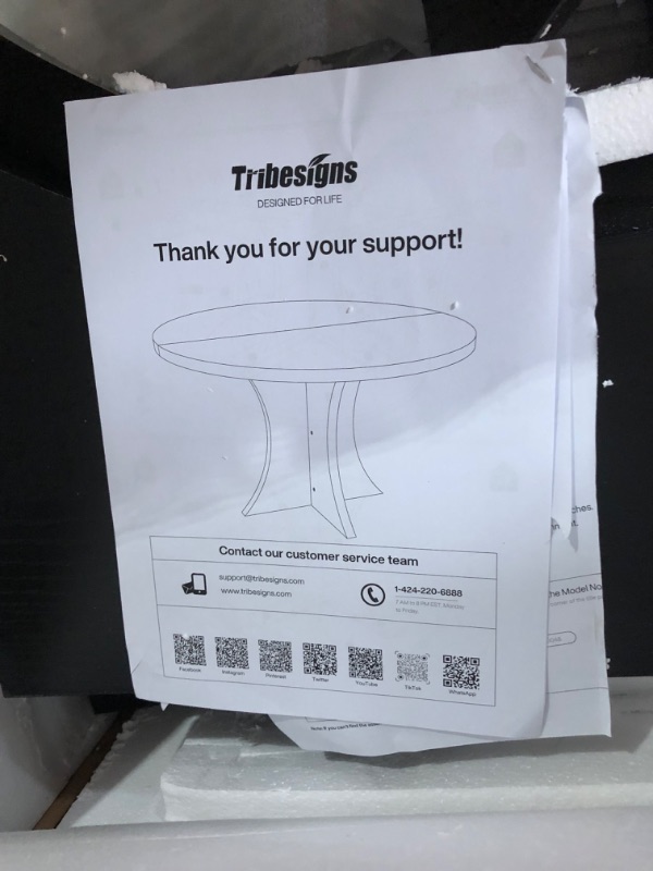 Photo 1 of ***INCOMPLETE - MISSING HARDWARE AND OTHER PARTS***
LITTLE TREE Round Dining Table for 4-6, 47.24 Inches Farmhouse Wooden Kitchen Table with Spacious Tabletop for Dining Room, Black