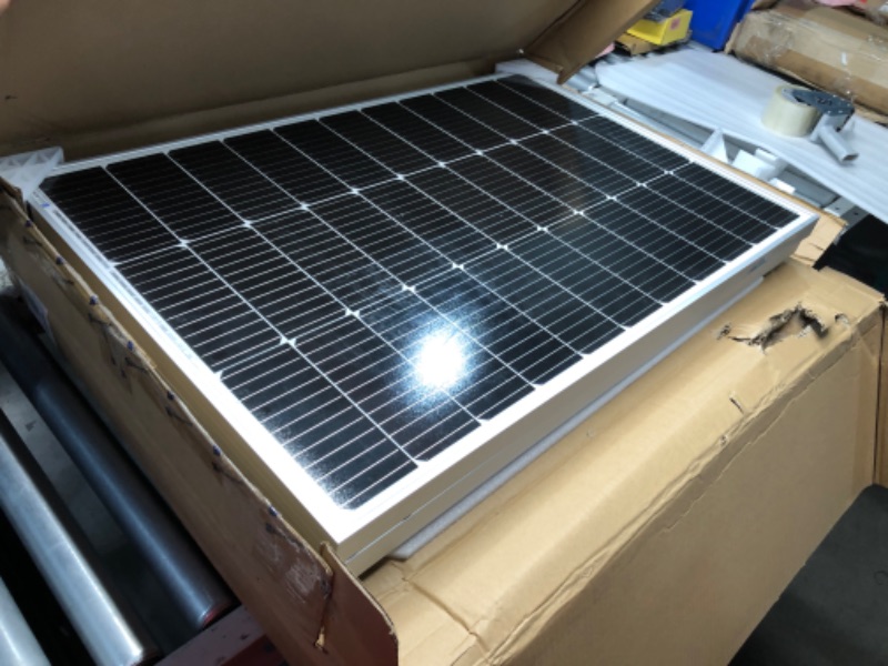 Photo 1 of ***DAMAGED - SEE PICTURES - UNABLE TO TEST***
Eco-Worthy 100W 12V Monocrystalline Rigid Solar Panels, 2 Pack (ECOM100W)