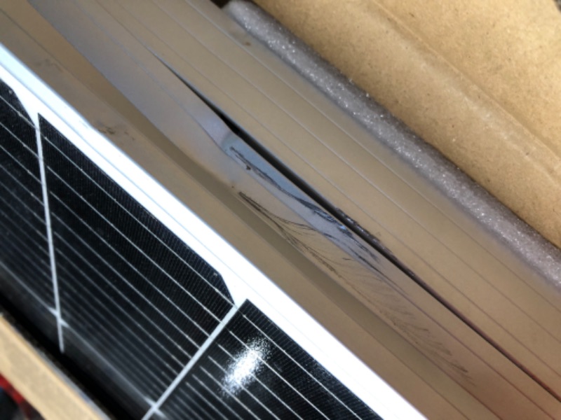 Photo 1 of ***DAMAGED - SEE PICTURES - UNABLE TO TEST***
Eco-Worthy 100W 12V Monocrystalline Rigid Solar Panels, 2 Pack (ECOM100W)