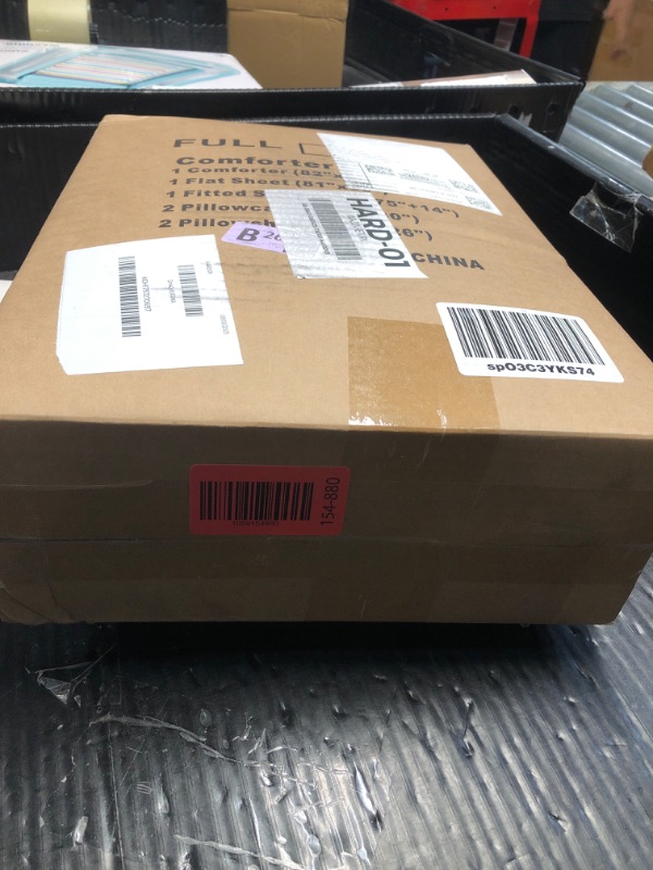 Photo 1 of ***FACTORY SEALED***TAIMIT Full Size Comforter Set - 7 Pieces, Bed in a Bag Bedding Sets with All Season Soft Quilted Warm Fluffy Reversible Comforter,Flat Sheet,Fitted Sheet,2 Pillow Shams,2 Pillowcases,Dark Grey