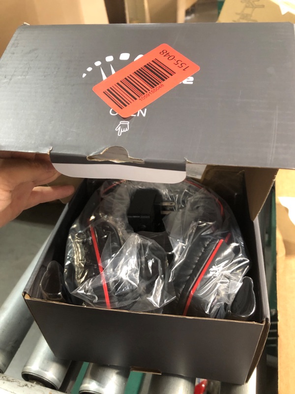 Photo 1 of ****PARTS ONLY *****WallarGe Wireless Headphones for TV Watching with RF Transmitter Charging Dock, Plug and Play, 100 Ft Wireless Range, Rechargeable 20 Hour Battery (Black with Red)
