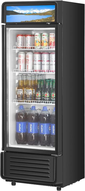Photo 1 of ***TRUCK/TRAILER PICKUP ONLY*** VEVOR Commercial Merchandiser Refrigerator, 6.9 CU.FT Glass Door Display Refrigerator, Beverage Refrigerator Cooler Merchandiser with Adjustable Shelves, Soft LED Light, Customizable Lightbox, Black
